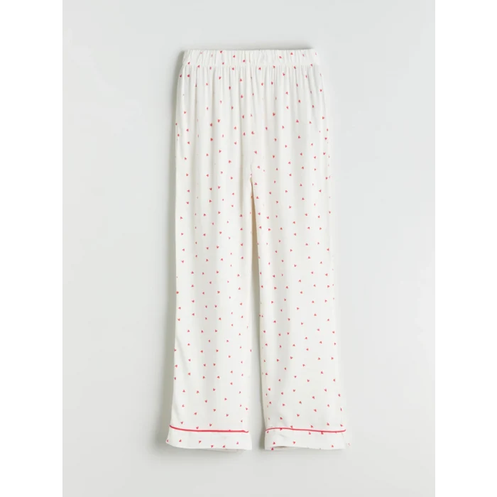 LCW DREAM Ekru Gömlek Yaka Baskılı Kadın Pijama Takımı