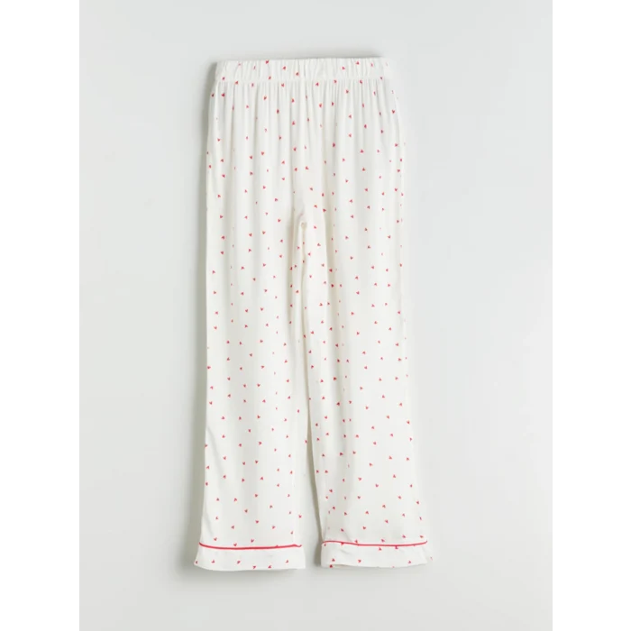 LCW DREAM Ekru Gömlek Yaka Baskılı Kadın Pijama Takımı