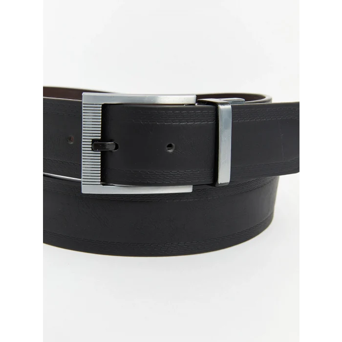 LCW ACCESSORIES Siyah Deri Görünümlü Erkek Kemer