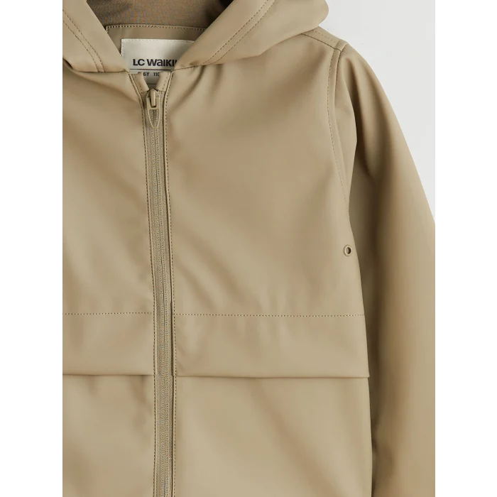 LCW Kids Haki Su İtici Deri Görünümlü Erkek Çocuk Mont