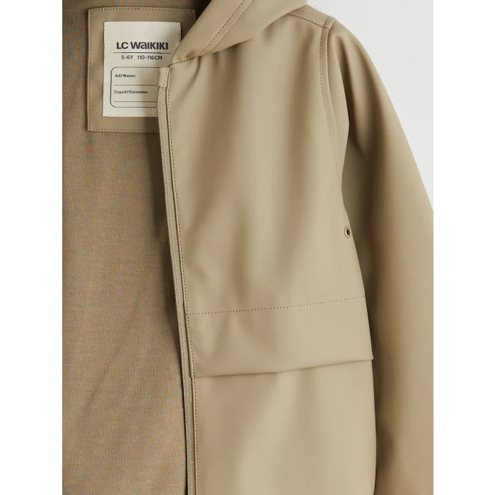 LCW Kids Haki Su İtici Deri Görünümlü Erkek Çocuk Mont