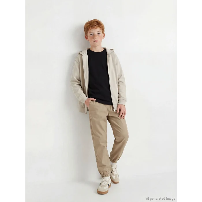 LCW Kids Bej Beli Lastikli Erkek Çocuk Jogger Pantolon