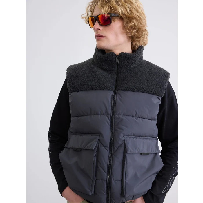 XSIDE Gri Standart Kalıp Dik Yaka Erkek Şişme Yelek