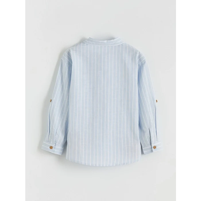 LCW Kids Mavi Uzun Kollu Çizgili Erkek Çocuk Gömlek