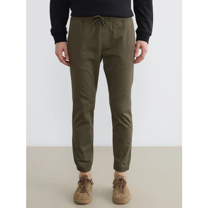 XSIDE Haki Slim Fit Erkek Gabardin Jogger Pantolon