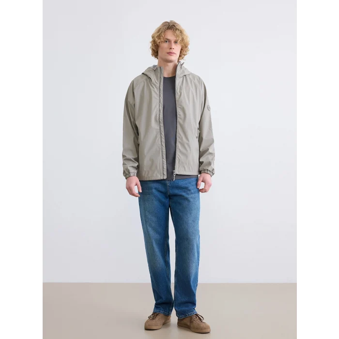 XSIDE Haki Standart Kalıp Kapüşonlu Erkek Yağmurluk