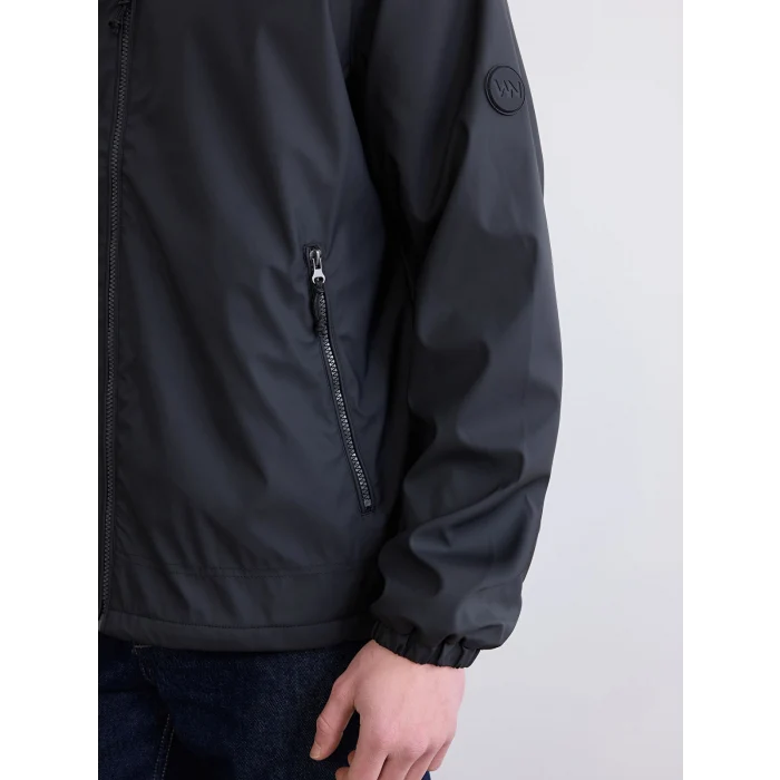 XSIDE Siyah Standart Kalıp Kapüşonlu Erkek Yağmurluk