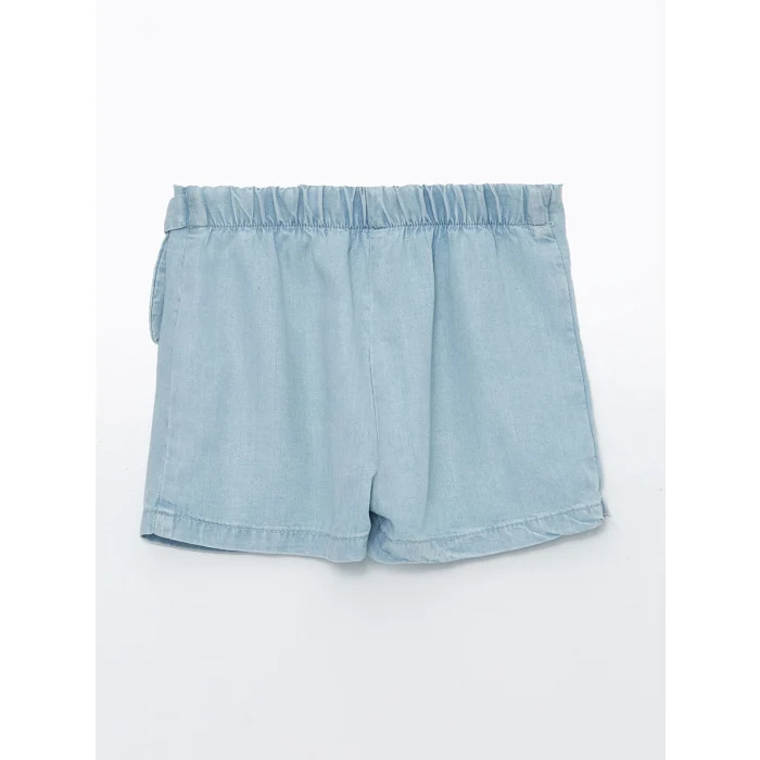 LCW Kids Mavi Beli Lastikli Kız Bebek Jean Şort Etek