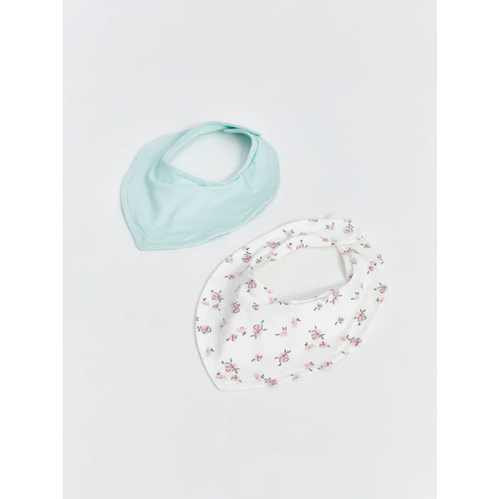 LCW baby Ekru Baskılı Kız Bebek Mama Önlüğü 2li