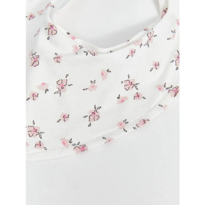 LCW baby Ekru Baskılı Kız Bebek Mama Önlüğü 2li