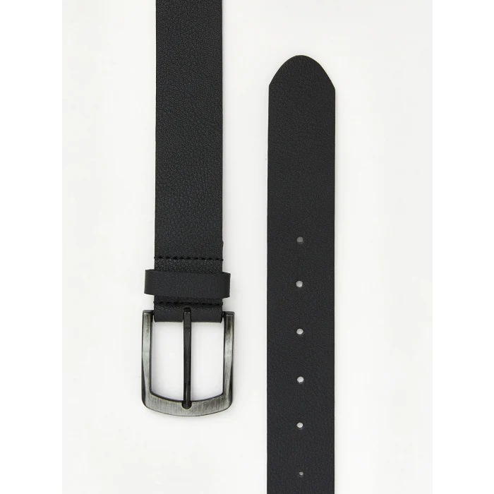 LCW ACCESSORIES Siyah Deri Görünümlü Erkek Kemer