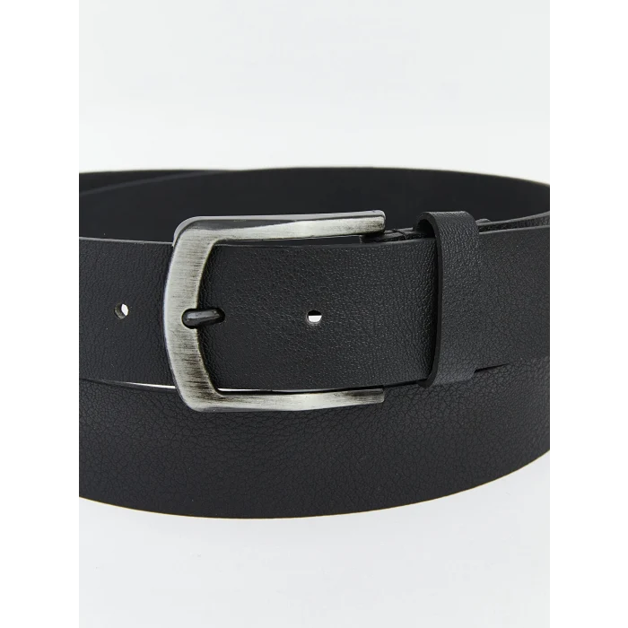 LCW ACCESSORIES Siyah Deri Görünümlü Erkek Kemer