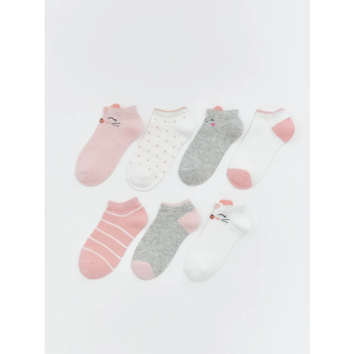 LCW Kids Pembe Desenli Kız Çocuk Patik Çorap 7li
