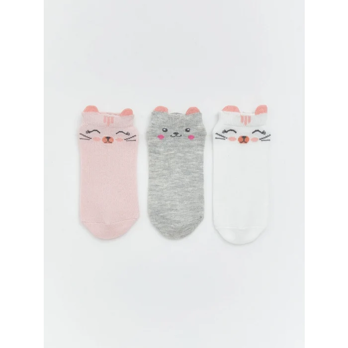 LCW Kids Pembe Desenli Kız Çocuk Patik Çorap 7li