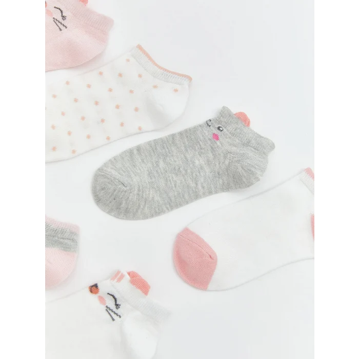 LCW Kids Pembe Desenli Kız Çocuk Patik Çorap 7li