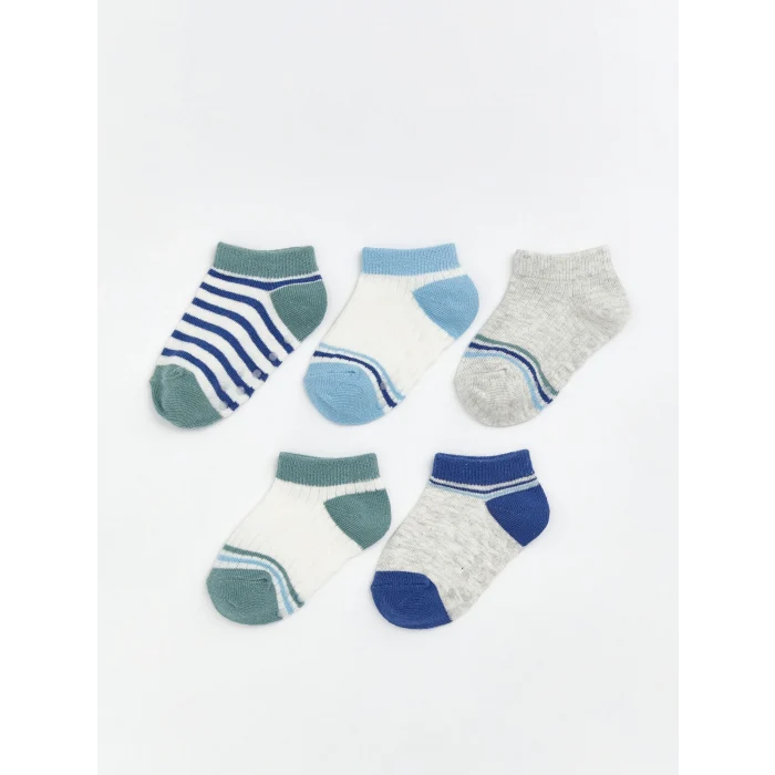 LCW baby Ekru Erkek Bebek Çizgili Patik Çorap 5li