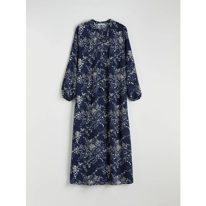 LCW Grace Lacivert Hakim Yaka Desenli Elbise