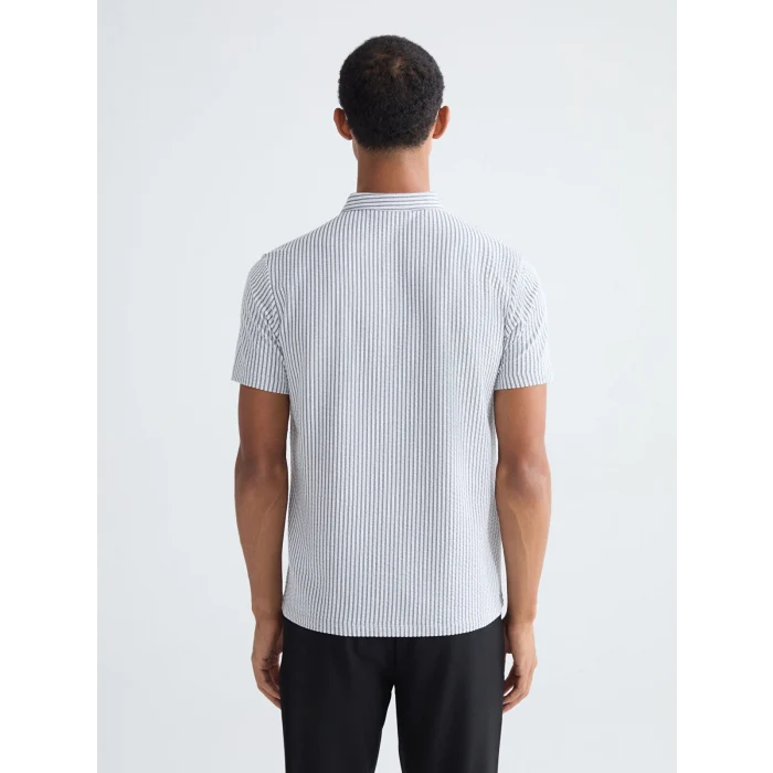 LCW Vision Siyah Hakim Yaka Çizgili Erkek Tişört