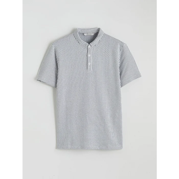 LCW Vision Siyah Hakim Yaka Çizgili Erkek Tişört