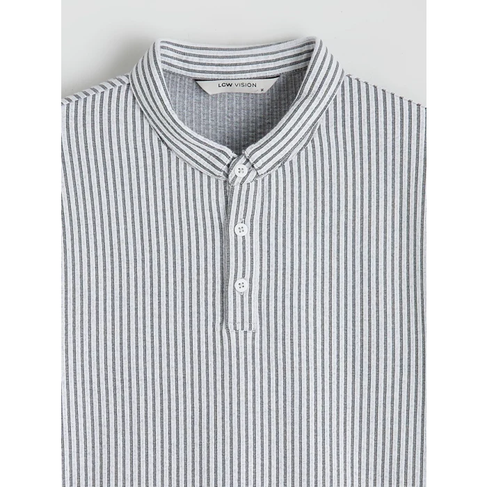 LCW Vision Siyah Hakim Yaka Çizgili Erkek Tişört