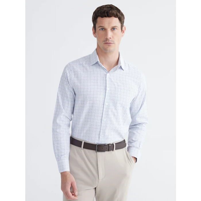 LCW BUSINESS Lacivert Regular Fit Uzun Kollu Ekose Gabardin Erkek Gömlek