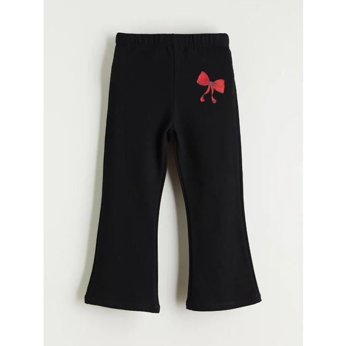 LCW Kids Siyah Beli Lastikli İspanyol Paça Kız Çocuk Tayt 2li