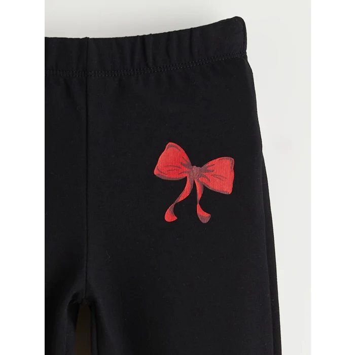 LCW Kids Siyah Beli Lastikli İspanyol Paça Kız Çocuk Tayt 2li