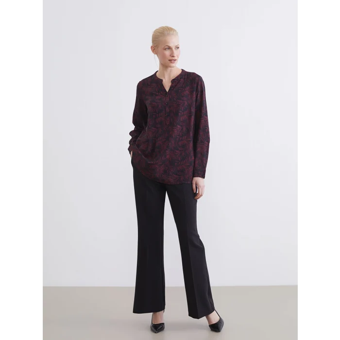 LCW Grace Siyah Kaçık Yaka Çiçekli Bluz