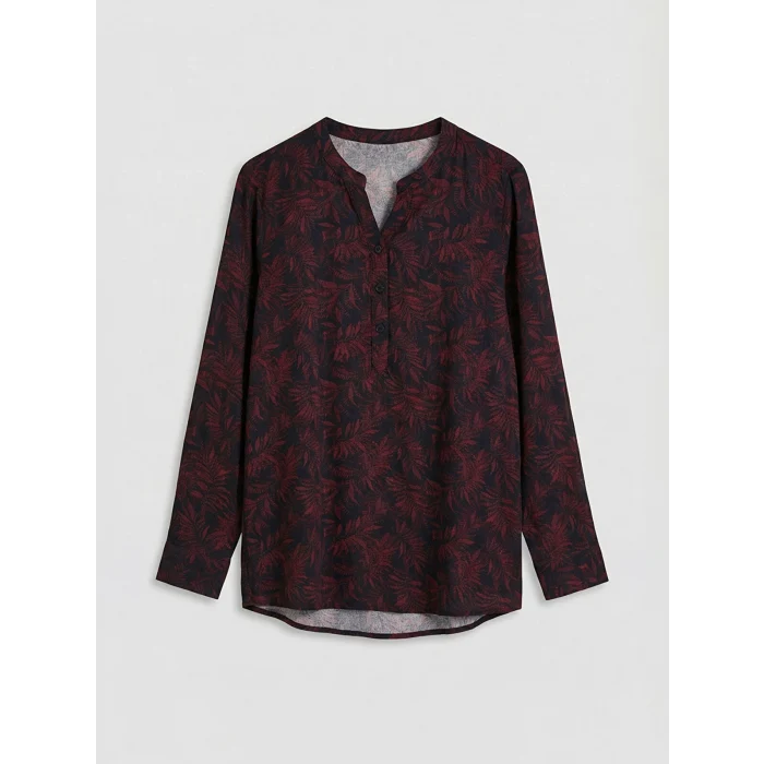 LCW Grace Siyah Kaçık Yaka Çiçekli Bluz