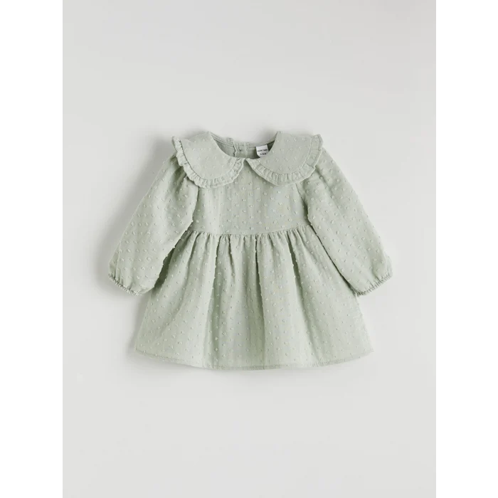 LCW baby Yeşil Bebe Yaka Kız Bebek Elbise