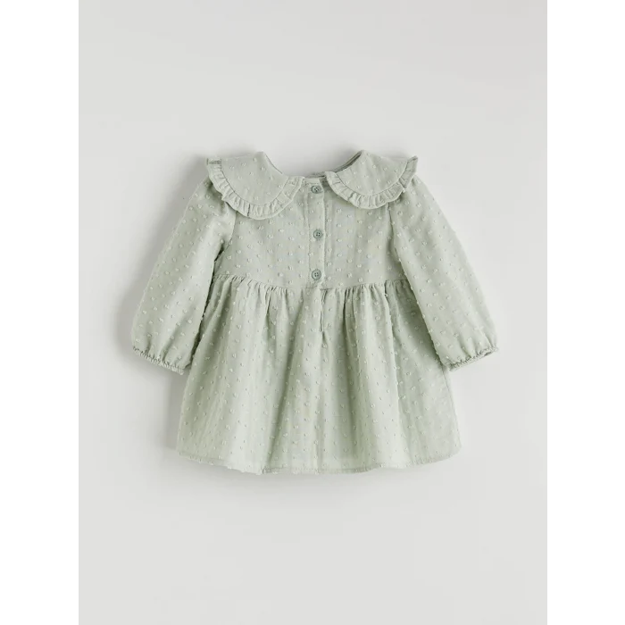 LCW baby Yeşil Bebe Yaka Kız Bebek Elbise