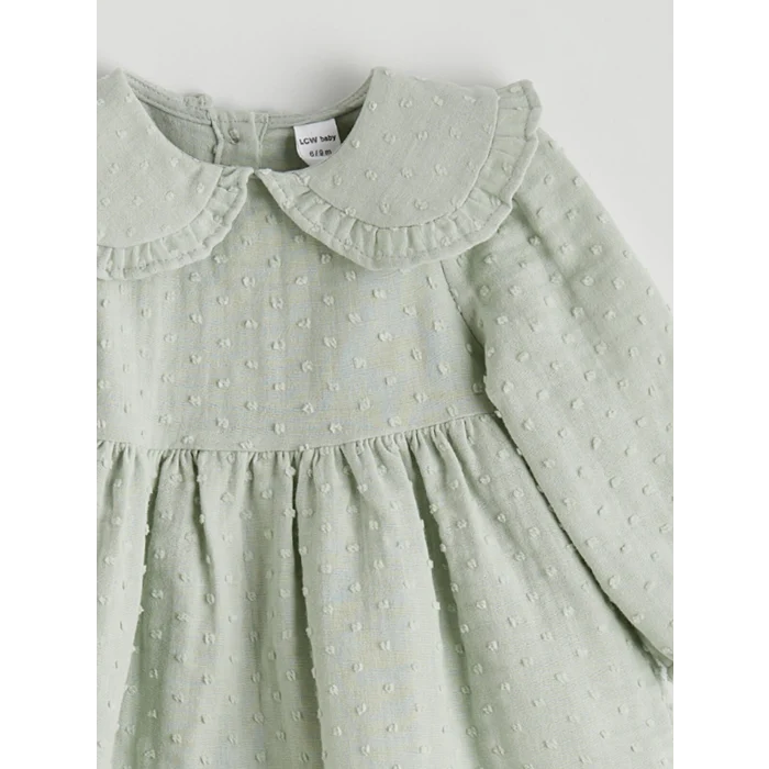 LCW baby Yeşil Bebe Yaka Kız Bebek Elbise