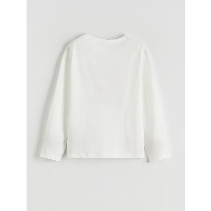 LCW Kids Ekru Bisiklet Yaka Baskılı Kız Çocuk Pijama Takımı