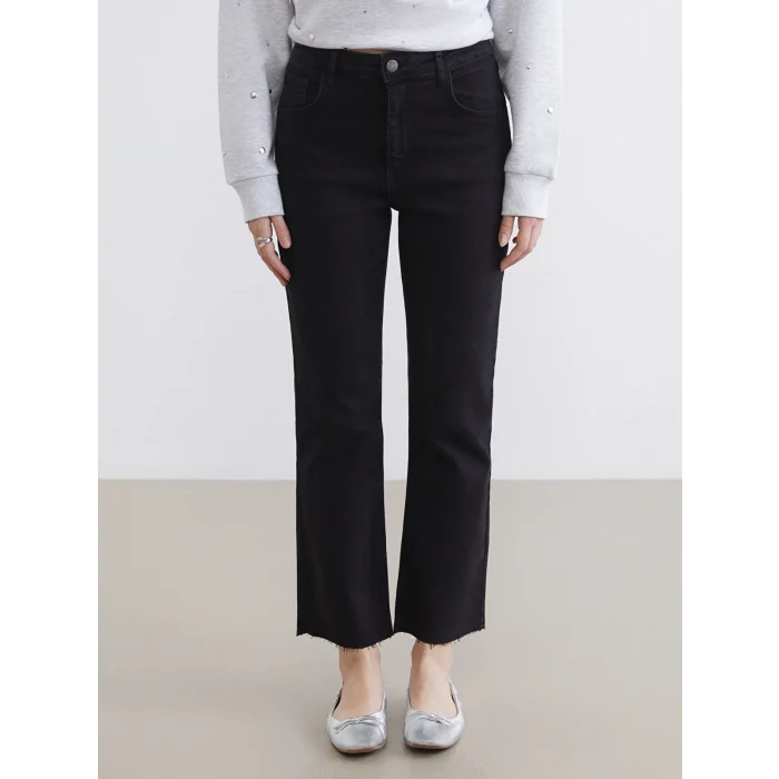 XSIDE Siyah Crop Flare Kadın Jean Pantolon