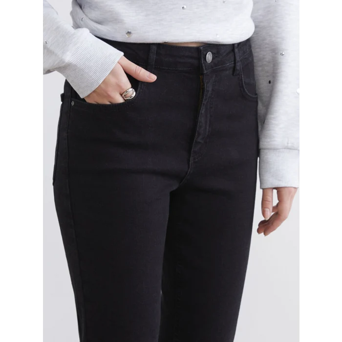 XSIDE Siyah Crop Flare Kadın Jean Pantolon