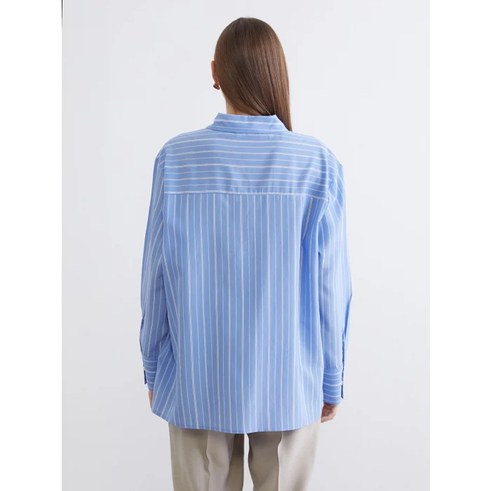 LCWAIKIKI Classic Mavi Çizgili Kadın Gömlek