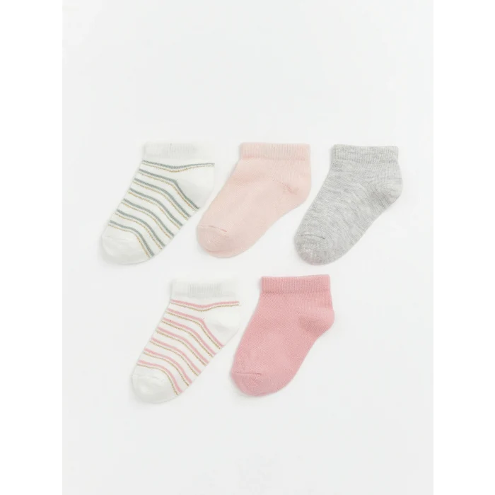 LCW baby Pembe Desenli Kız Bebek Patik Çorap 5li Paket