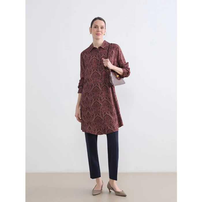 LCW Grace Bordo Desenli Kadın Gömlek Tunik