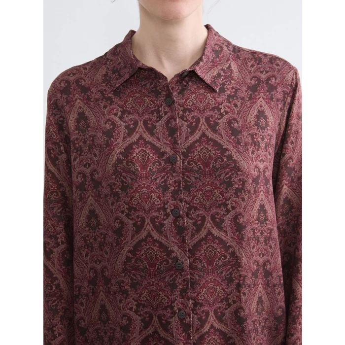 LCW Grace Bordo Desenli Kadın Gömlek Tunik