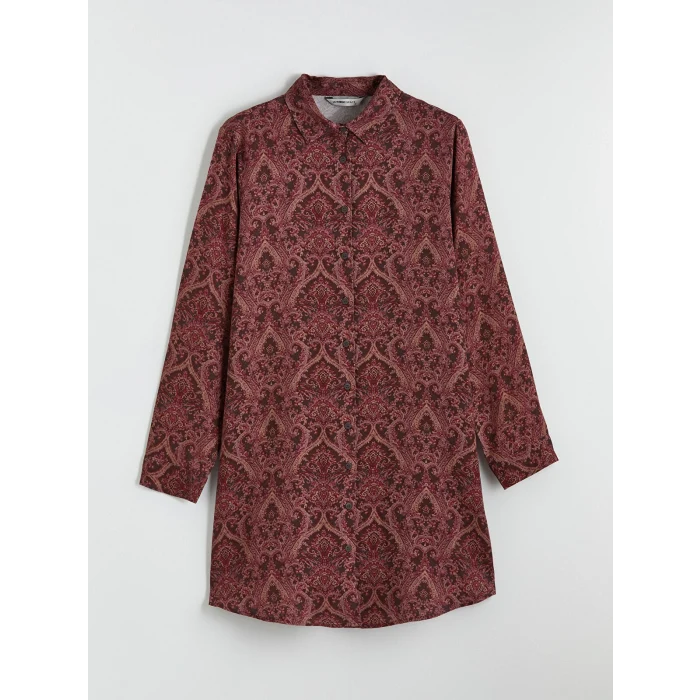 LCW Grace Bordo Desenli Kadın Gömlek Tunik