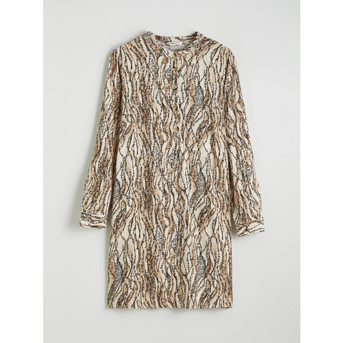 LCW Grace Kahverengi Hakim Yaka Desenli Kadın Tunik