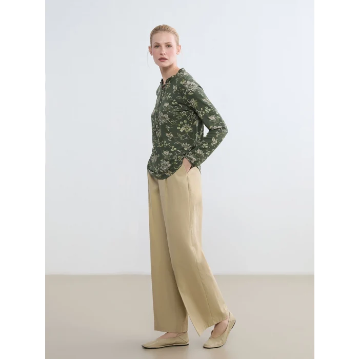 LCW Grace Yeşil Bağlamalı Yaka Desenli Bluz