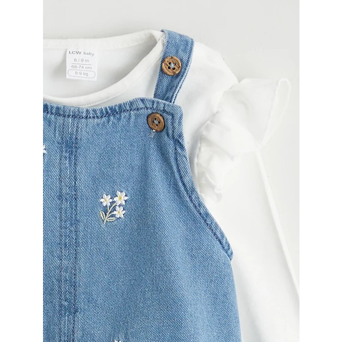 LCW baby Mavi Kız Bebek Jean Elbise ve Bluz 2li