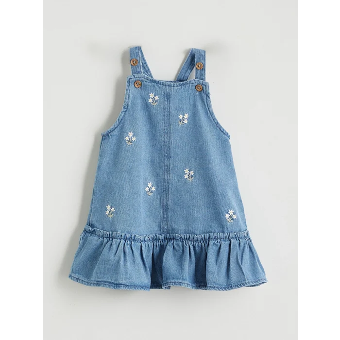 LCW baby Mavi Kız Bebek Jean Elbise ve Bluz 2li