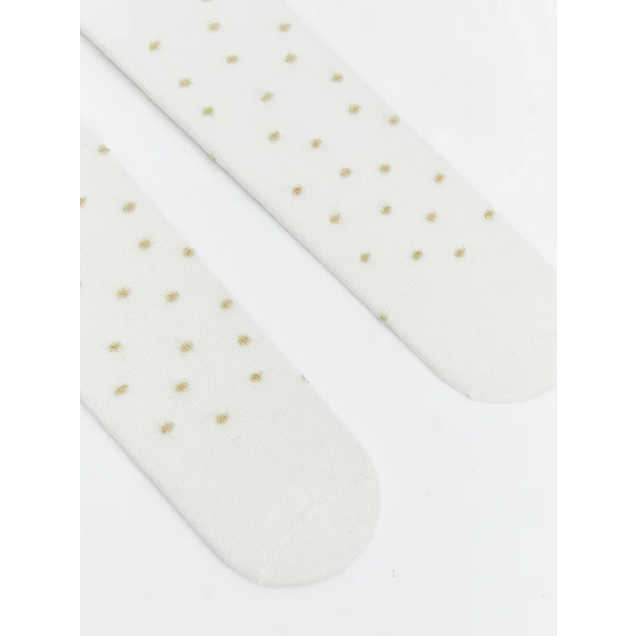 LCW baby Ekru Puantiyeli Kız Bebek Külotlu Çorap 2li