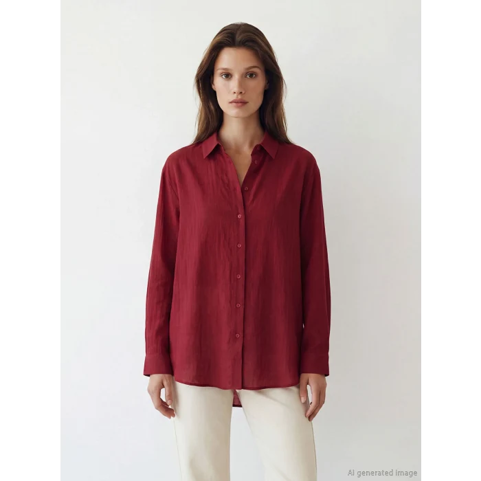 LCW Modest Kırmızı Çizgili Kadın Gömlek Tunik