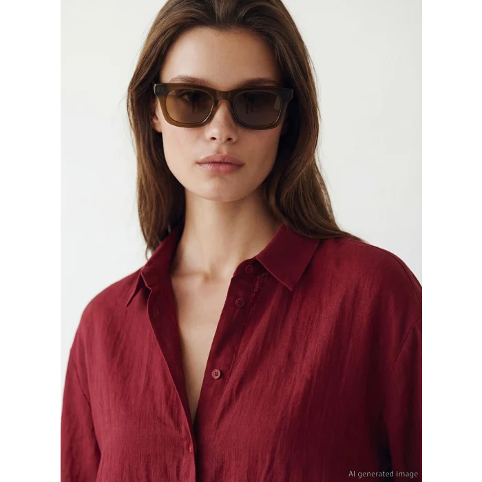 LCW Modest Kırmızı Çizgili Kadın Gömlek Tunik