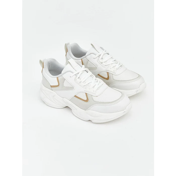 LCW STEPS Beyaz Bağcıklı ve Kalın Tabanlı Kadın Spor Ayakkabı