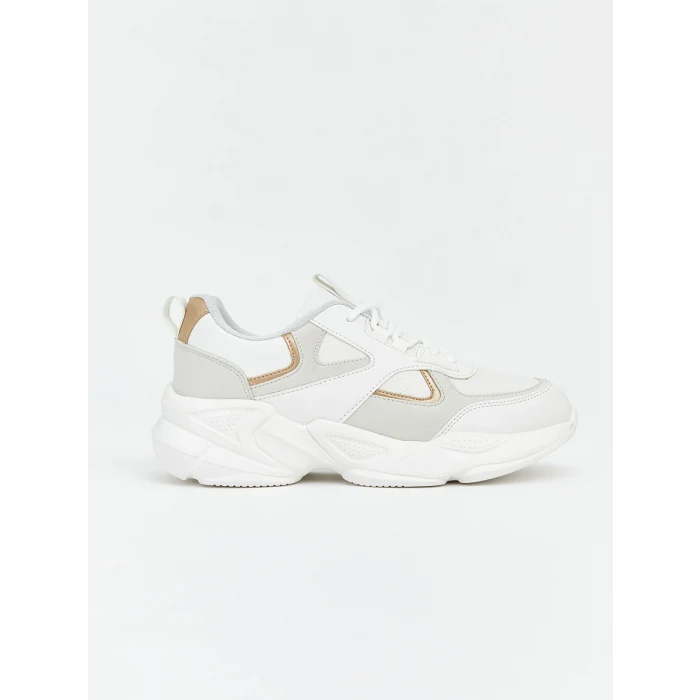 LCW STEPS Beyaz Bağcıklı ve Kalın Tabanlı Kadın Spor Ayakkabı