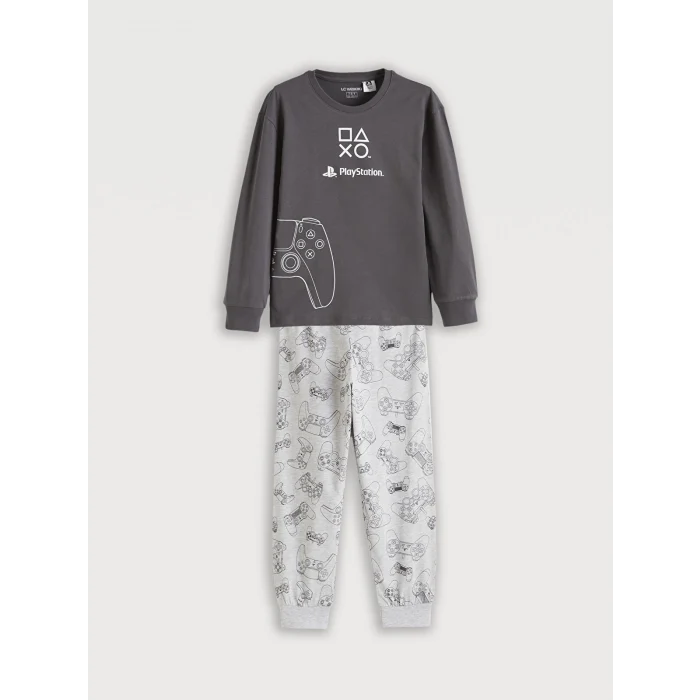 LCW Kids Gri PlayStation Baskılı Erkek Çocuk Pijama Takımı